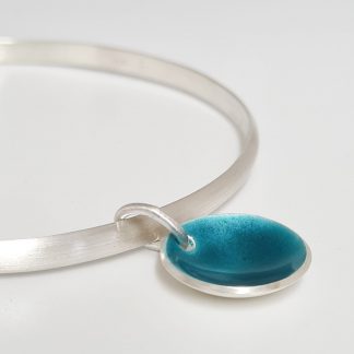 Bangle in sterling silver with turquoise charm