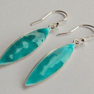Marquise shaped earrings turquoise enamel
