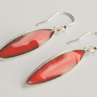 Marquise shaped earrings red enamel