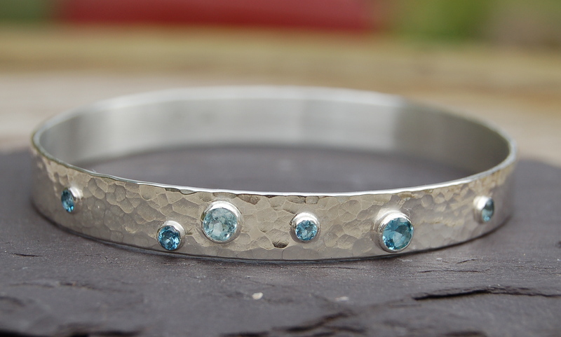 Aquamarine Bracelets Stack - Silver Jewellery - Tomm Jewellery UK