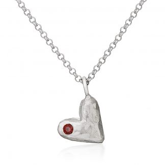 Rock Heart pendant with garnet small