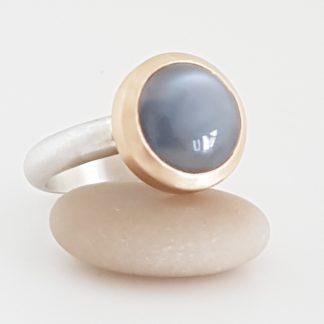 Grey Moonstone Ring Gold Sterling Silver