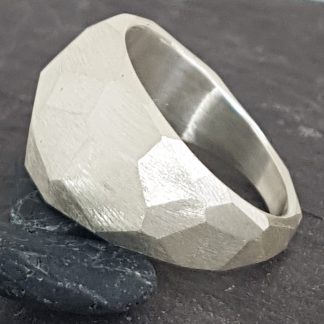 Faceted sterling silver ring for women or men