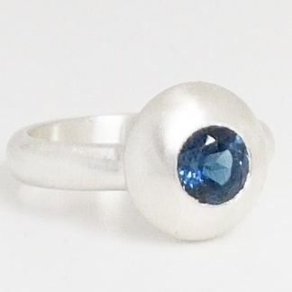 Sea Urchin -Sterling silver ring with blue topaz