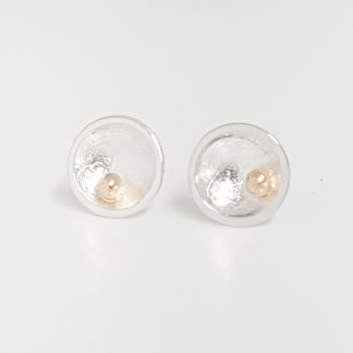 Sterling silver stud earrings with gold granulation