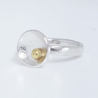 sterling silver ring with gold granulation