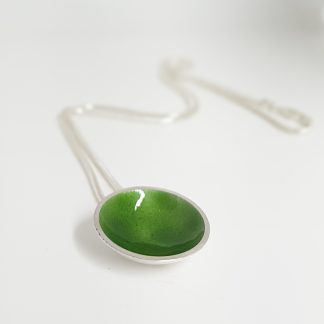 Moon - Sterling silver pendant with green enamel
