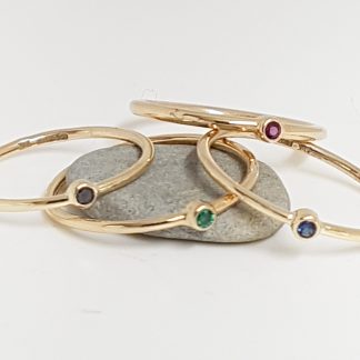 Dainty Gold Ring - Black Diamond, Sapphire, Ruby or Emerald