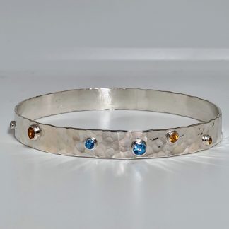 Free Spirit- sterling silver bangle with  citrine and topaz