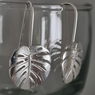 Handmade Sterling Silver Monstera Leaf Earrings