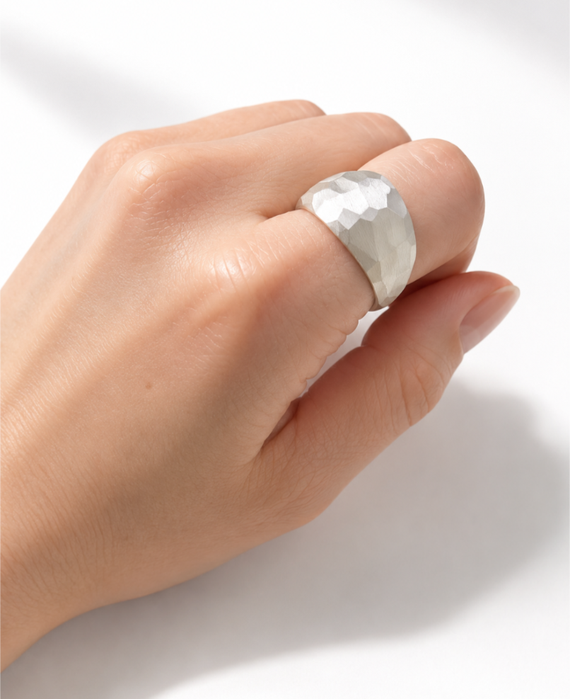 Faceted sterling silver ring for women or men - Image 5